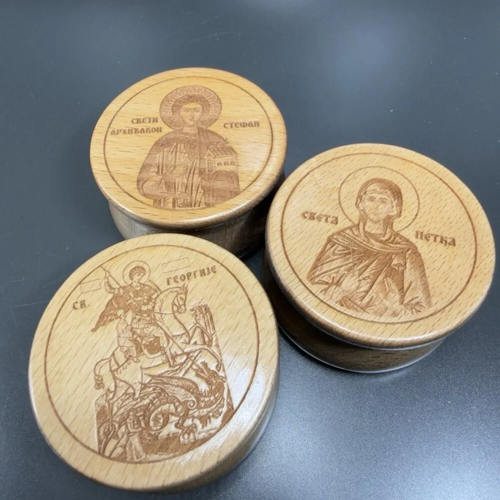 Vintage Russian Wooden Incense Container Trinket Box Set 5 All Different Decor‎